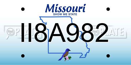 II8A982 Missouri License Plate