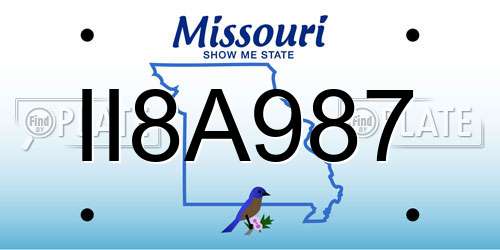 II8A987 Missouri License Plate