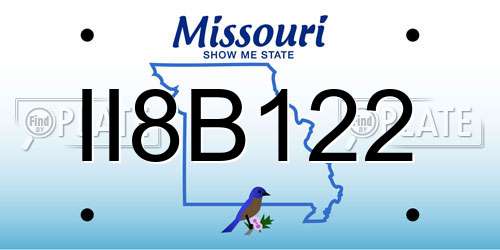 II8B122 Missouri License Plate