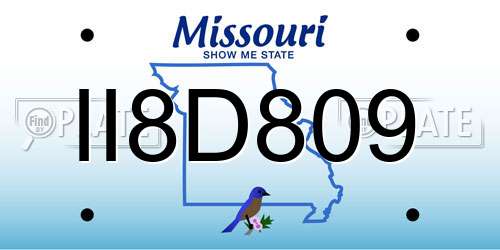 II8D809 Missouri License Plate