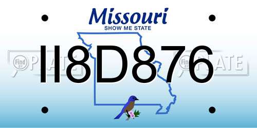 II8D876 Missouri License Plate