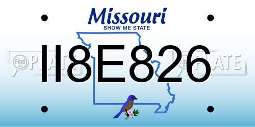II8E826 Missouri License Plate