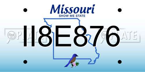 II8E876 Missouri License Plate