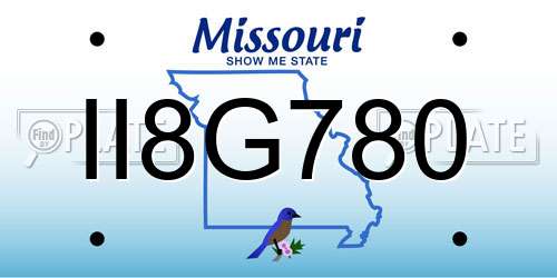 II8G780 Missouri License Plate