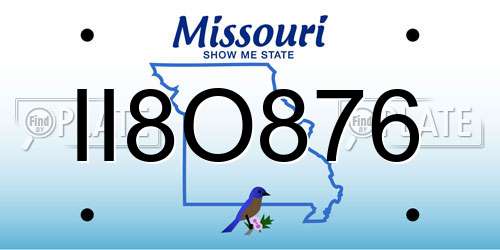 II8O876 Missouri License Plate