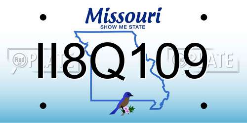 II8Q109 Missouri License Plate