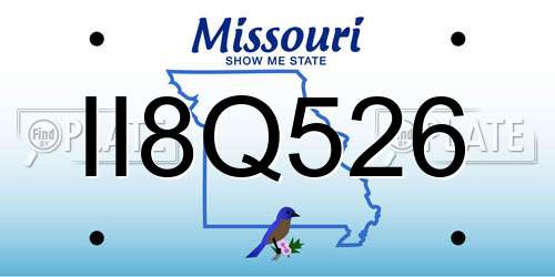 II8Q526 Missouri License Plate