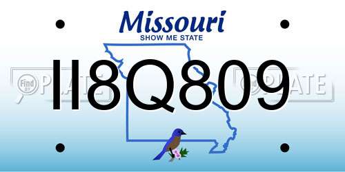 II8Q809 Missouri License Plate