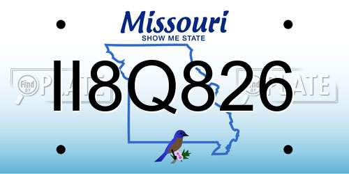 II8Q826 Missouri License Plate