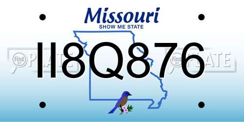 II8Q876 Missouri License Plate