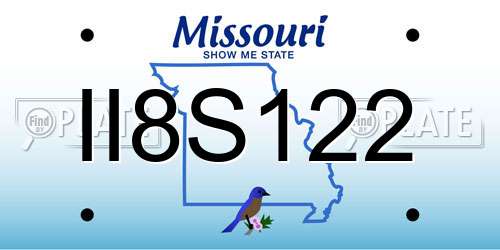 II8S122 Missouri License Plate