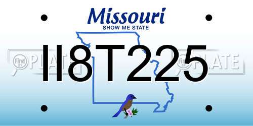II8T225 Missouri License Plate