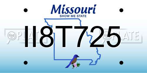 II8T725 Missouri License Plate