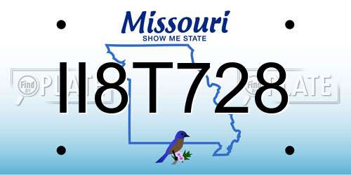 II8T728 Missouri License Plate