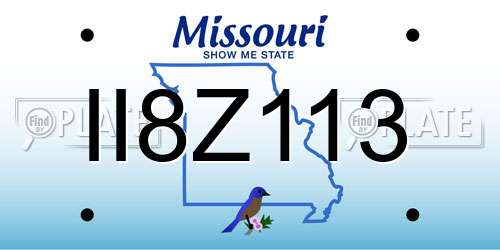 II8Z113 Missouri License Plate