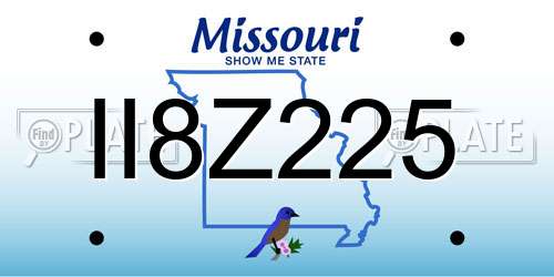 II8Z225 Missouri License Plate