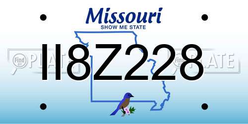 II8Z228 Missouri License Plate
