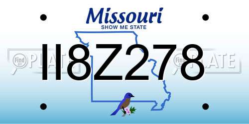 II8Z278 Missouri License Plate
