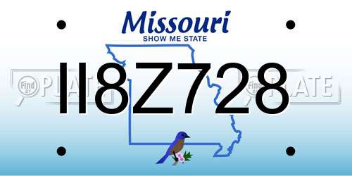II8Z728 Missouri License Plate