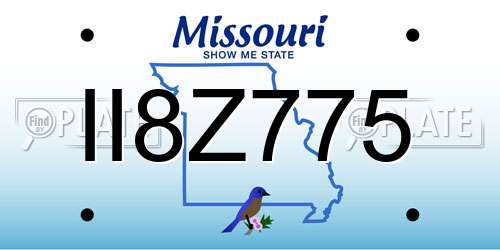 II8Z775 Missouri License Plate