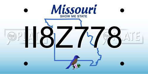 II8Z778 Missouri License Plate