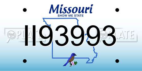 II93993 Missouri License Plate
