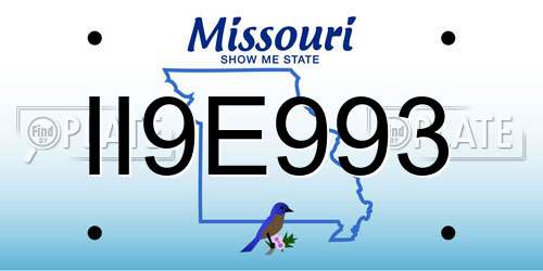 II9E993 Missouri License Plate