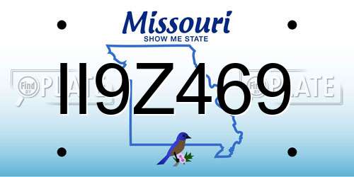 II9Z469 Missouri License Plate