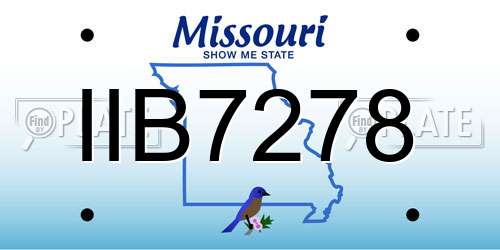IIB7278 Missouri License Plate