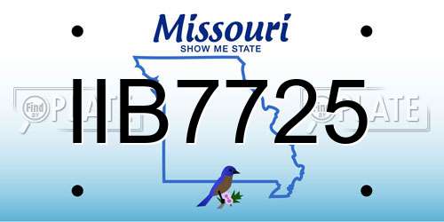 IIB7725 Missouri License Plate