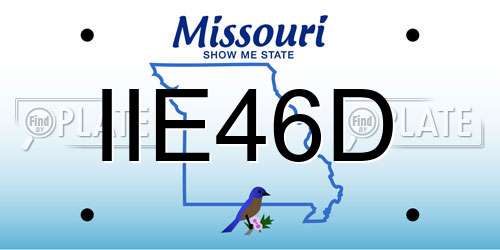 IIE46D Missouri License Plate