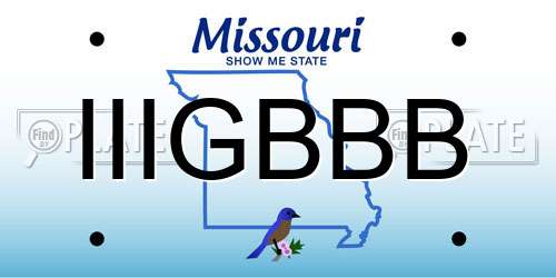IIIGBBB Missouri License Plate