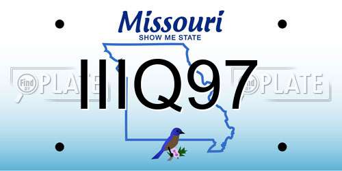 IIIQ97 Missouri License Plate