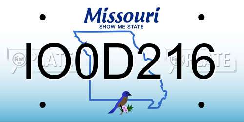 IO0D216 Missouri License Plate