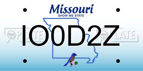 IO0D2Z Missouri License Plate