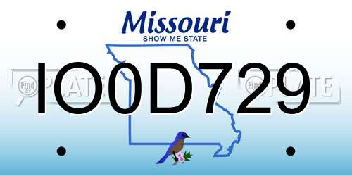 IO0D729 Missouri License Plate