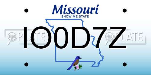 IO0D7Z Missouri License Plate