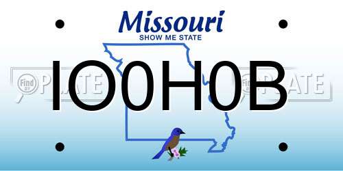 IO0H0B Missouri License Plate