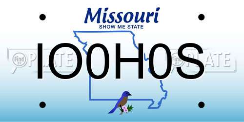 IO0H0S Missouri License Plate