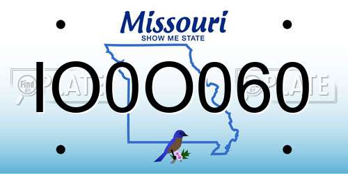 IO0O060 Missouri License Plate