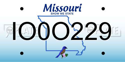 IO0O229 Missouri License Plate