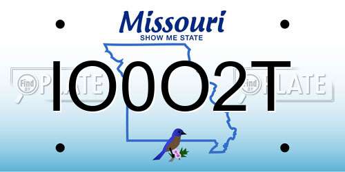 IO0O2T Missouri License Plate