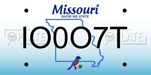 IO0O7T Missouri License Plate