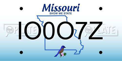 IO0O7Z Missouri License Plate