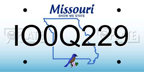 IO0Q229 Missouri License Plate