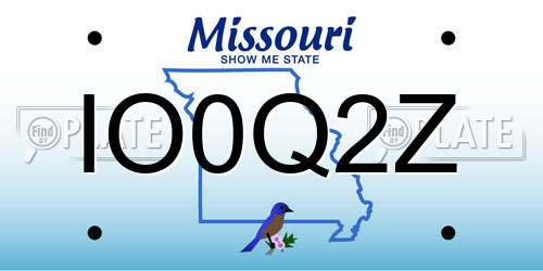 IO0Q2Z Missouri License Plate