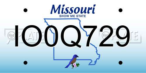 IO0Q729 Missouri License Plate