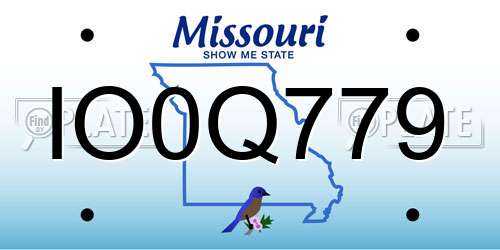 IO0Q779 Missouri License Plate