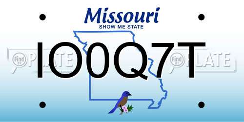 IO0Q7T Missouri License Plate