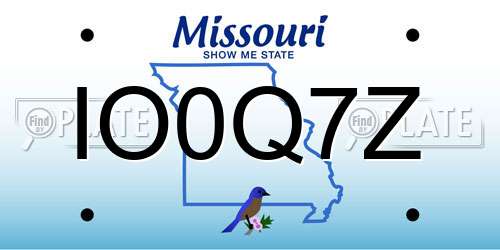 IO0Q7Z Missouri License Plate